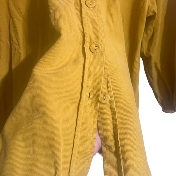 Zara Corduroy blouse small mustard yellow crochet button down - Picture 5 of 11